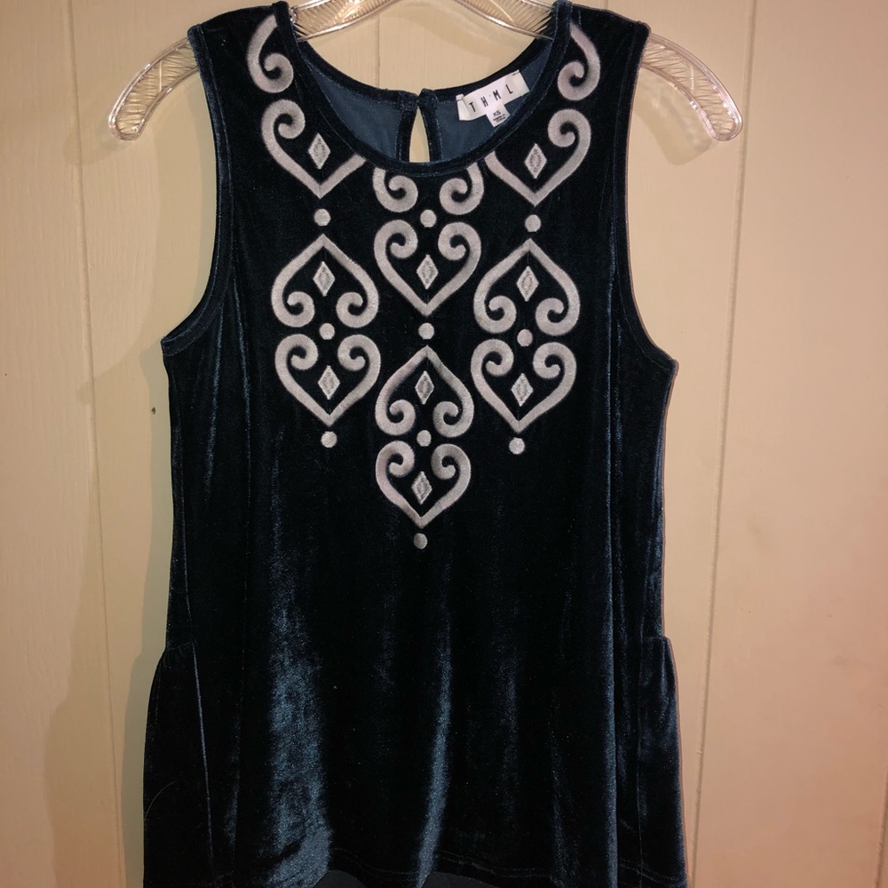 Navy Soft Top With Pattern Tank
